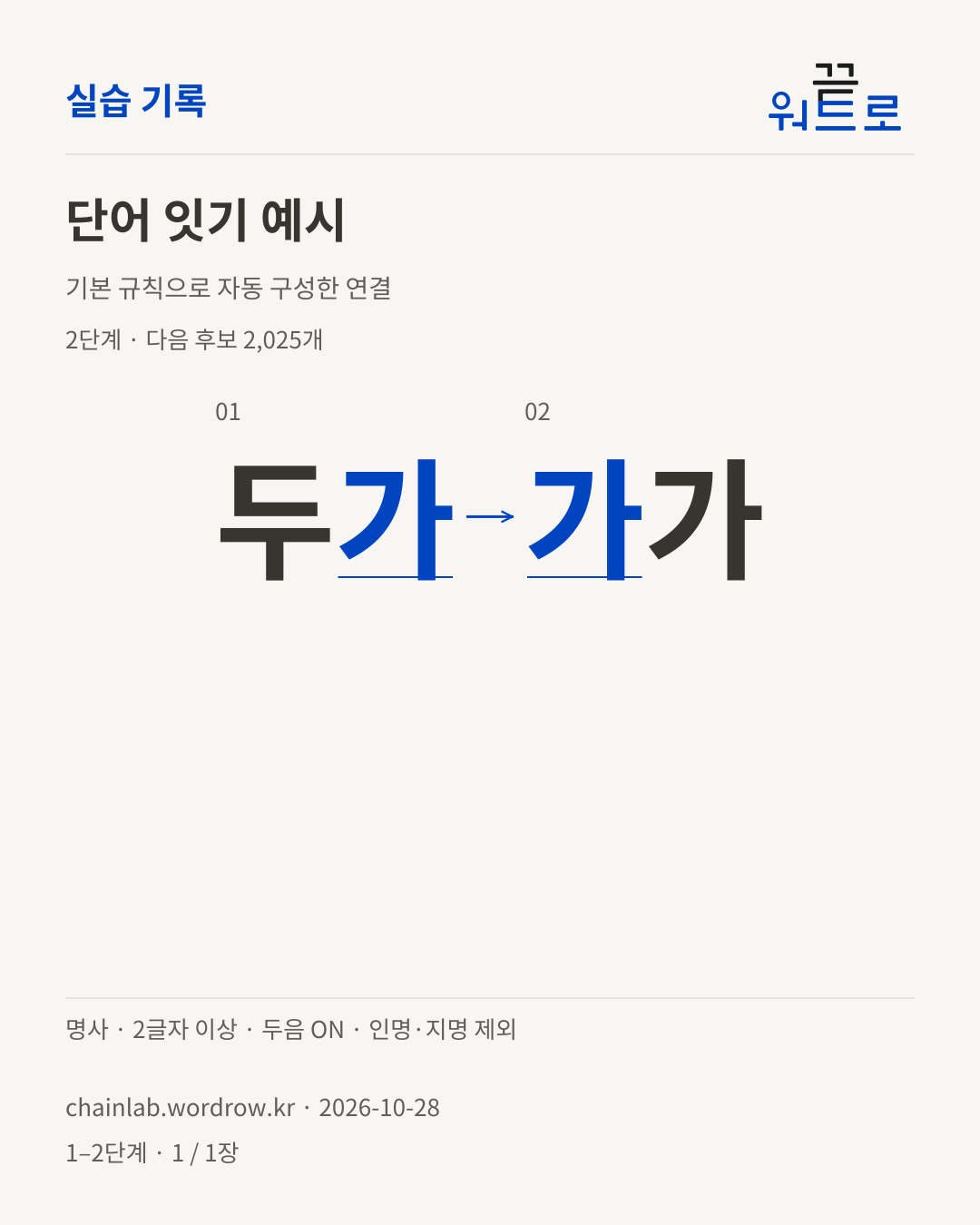 두가 → 가가. 기본 규칙으로 자동 구성한 2단계 예시