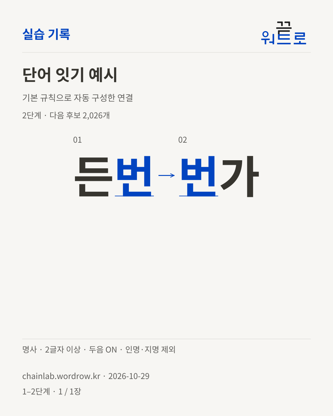 든번 → 번가. 기본 규칙으로 자동 구성한 2단계 예시