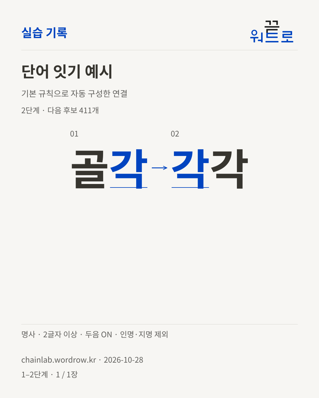 골각 → 각각. 기본 규칙으로 자동 구성한 2단계 예시
