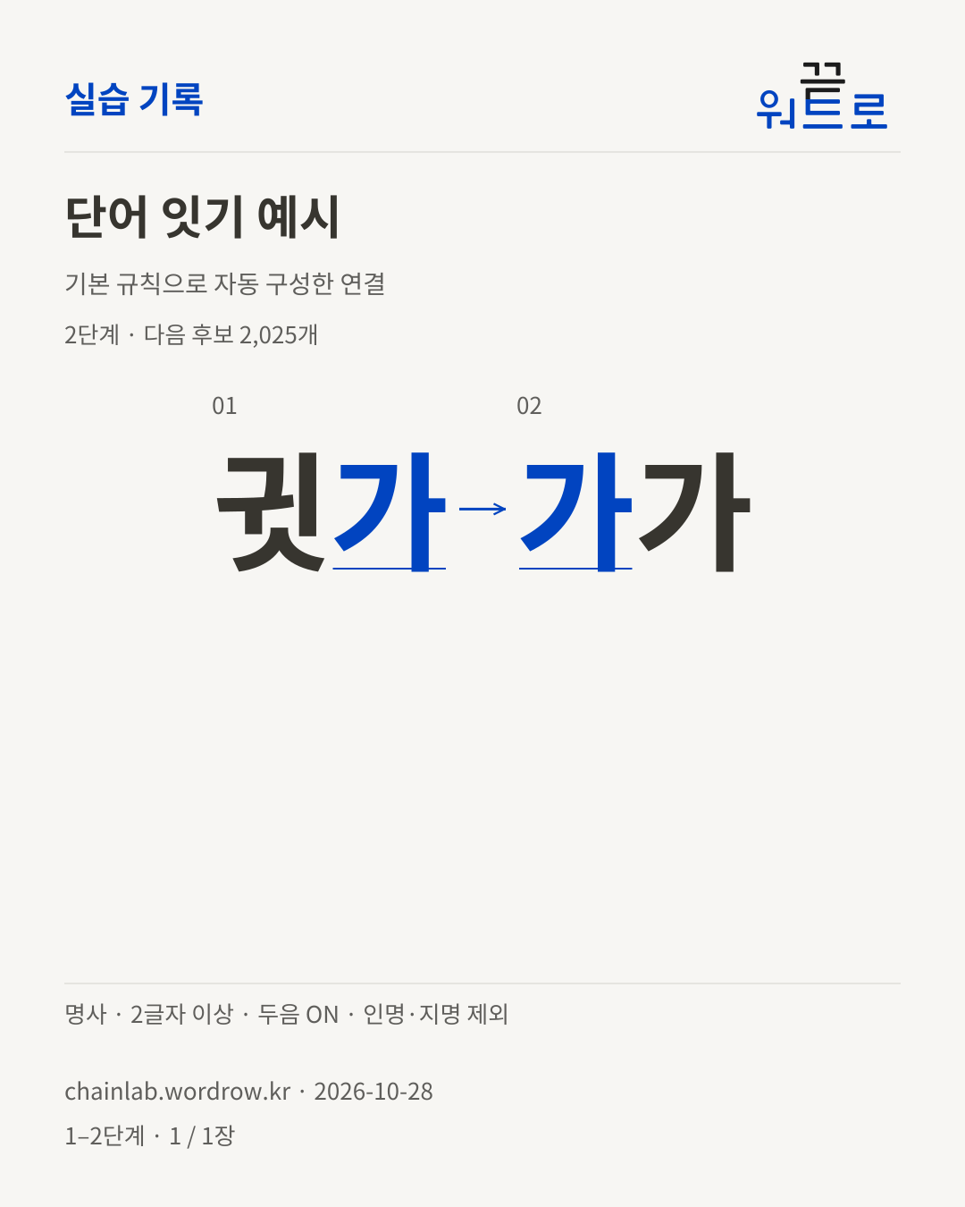 귓가 → 가가. 기본 규칙으로 자동 구성한 2단계 예시