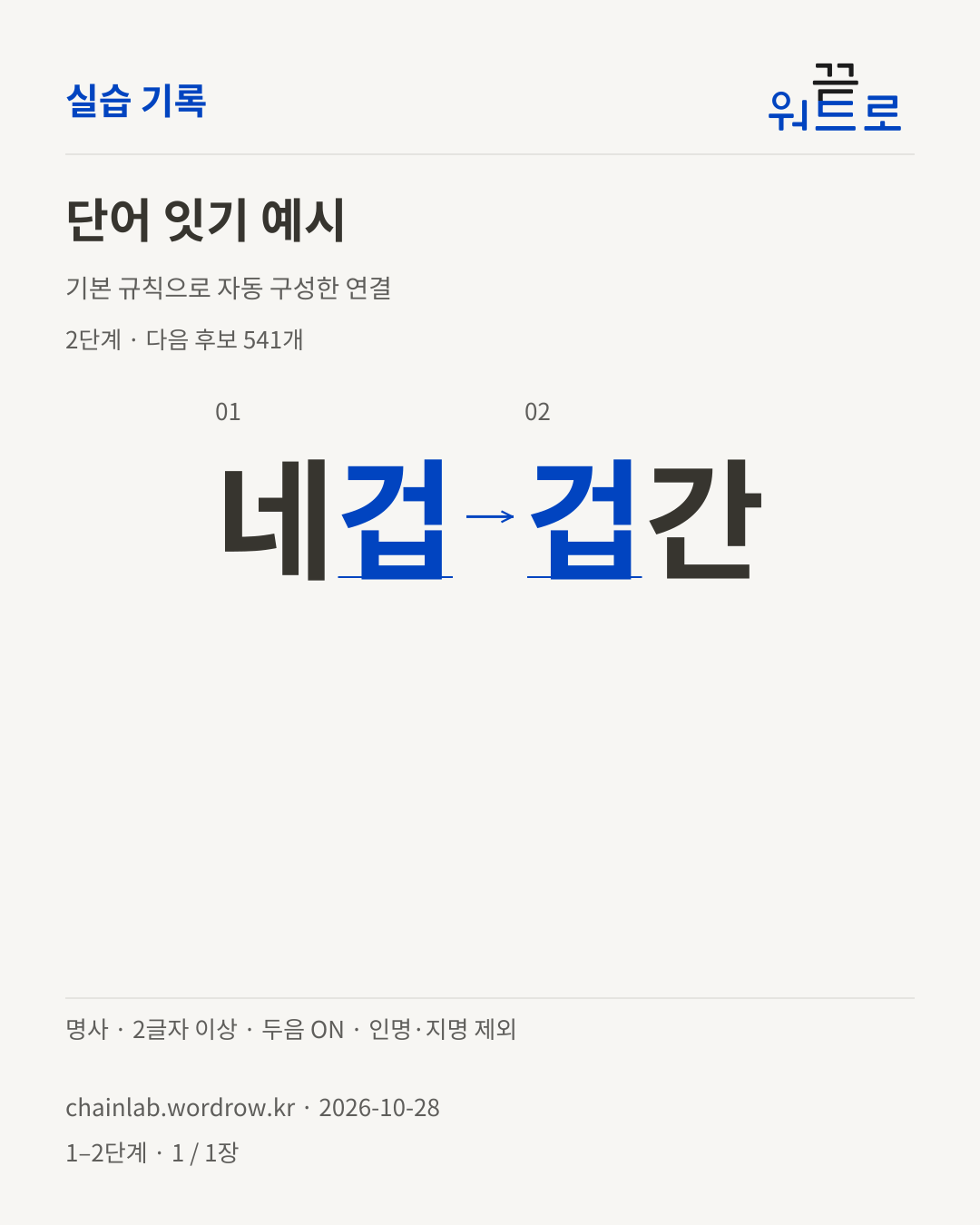 네겁 → 겁간. 기본 규칙으로 자동 구성한 2단계 예시