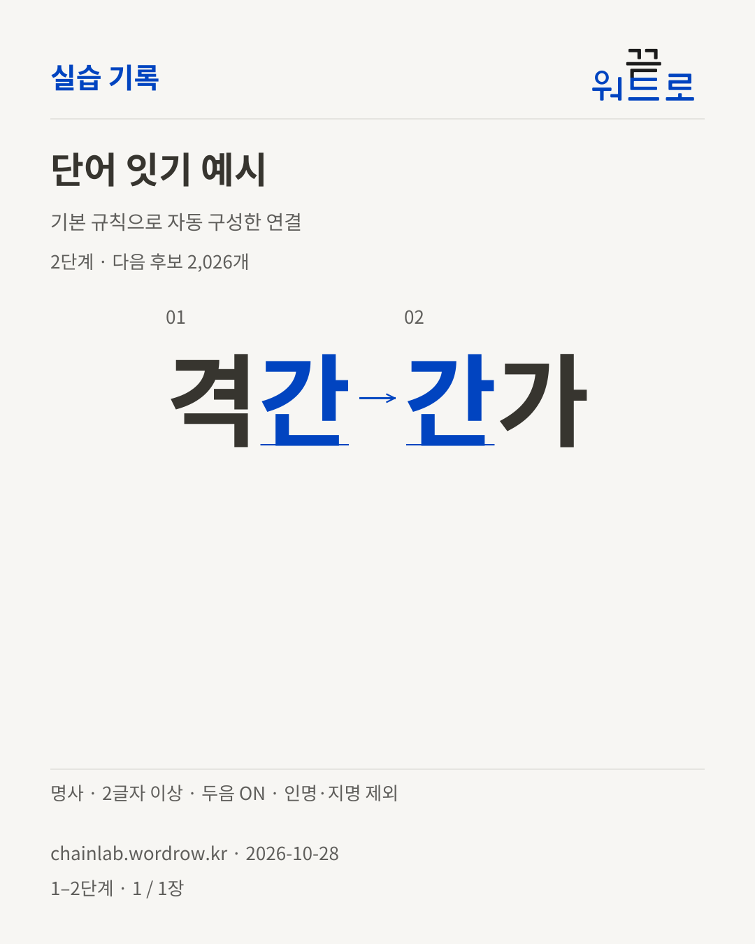 격간 → 간가. 기본 규칙으로 자동 구성한 2단계 예시