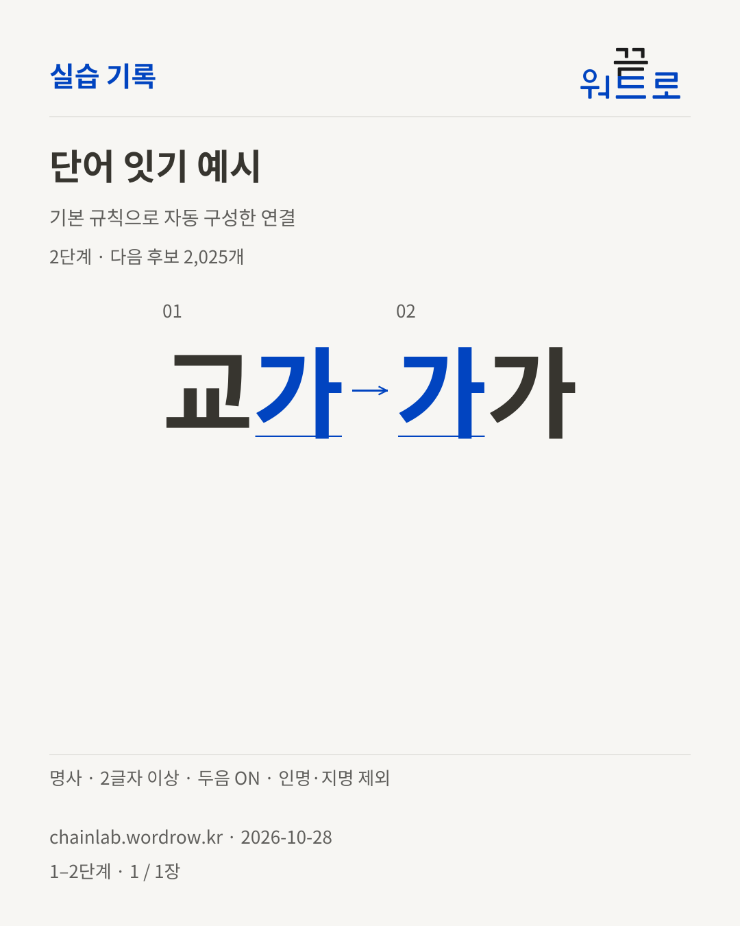 교가 → 가가. 기본 규칙으로 자동 구성한 2단계 예시