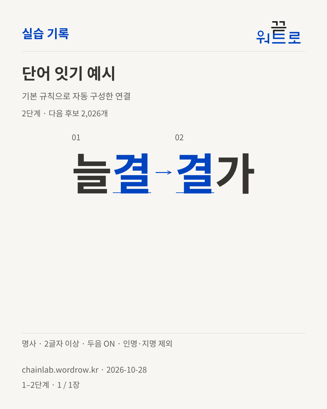 늘결 → 결가. 기본 규칙으로 자동 구성한 2단계 예시