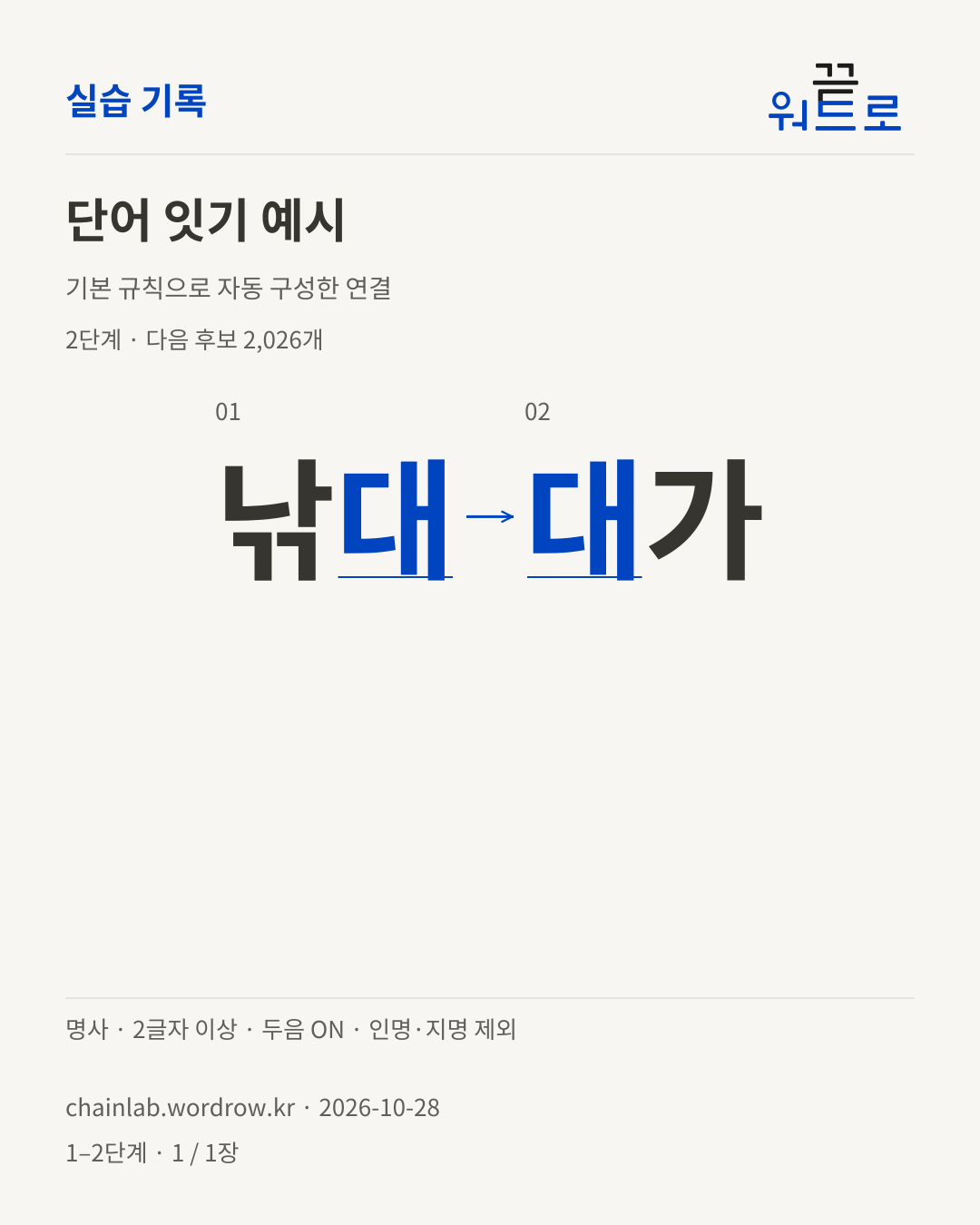 낚대 → 대가. 기본 규칙으로 자동 구성한 2단계 예시