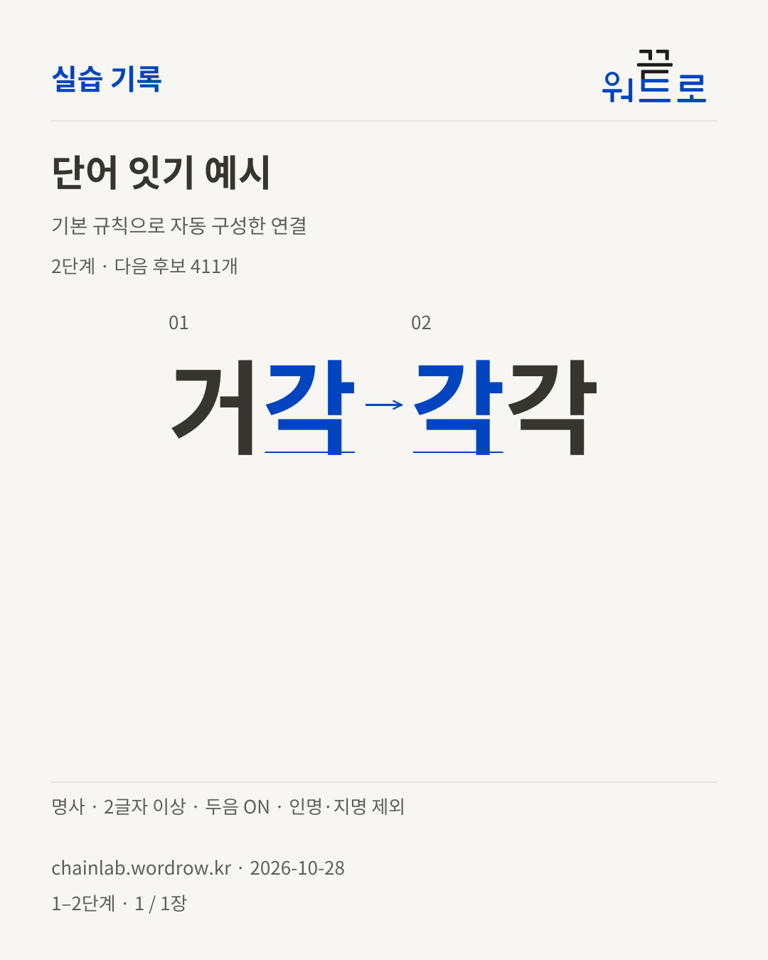 거각 → 각각. 기본 규칙으로 자동 구성한 2단계 예시
