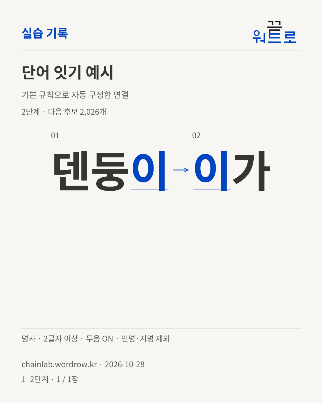 덴둥이 → 이가. 기본 규칙으로 자동 구성한 2단계 예시