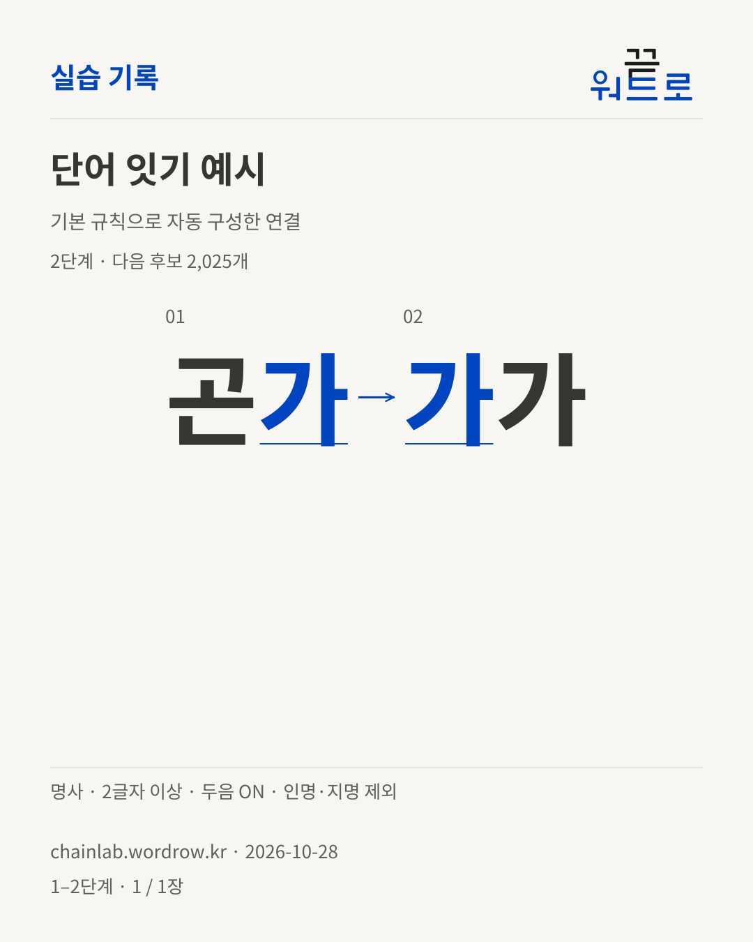 곤가 → 가가. 기본 규칙으로 자동 구성한 2단계 예시