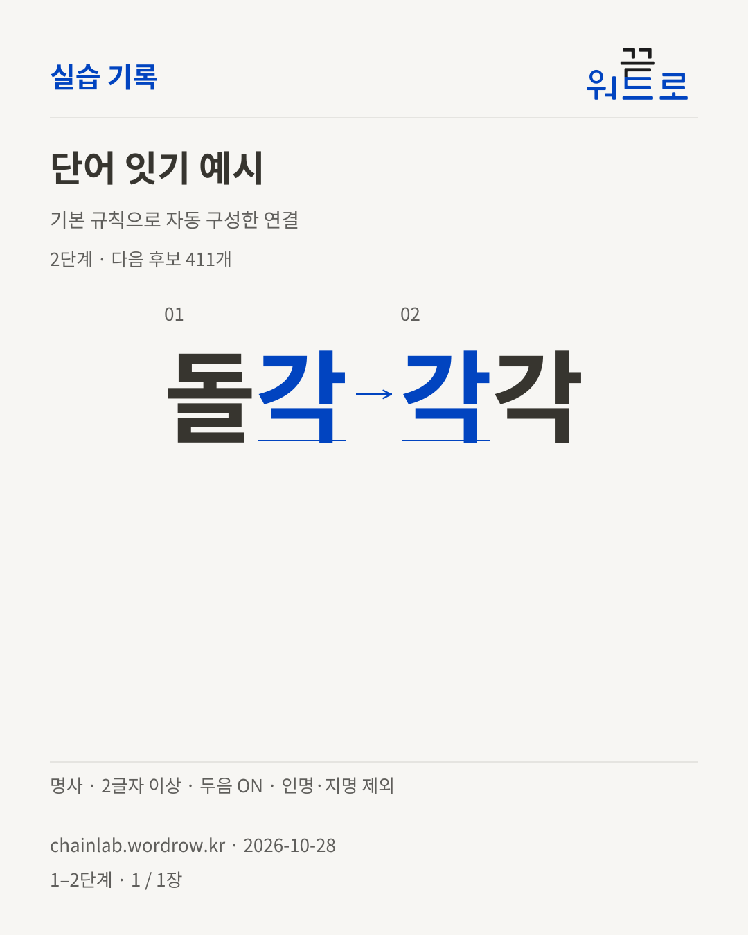 돌각 → 각각. 기본 규칙으로 자동 구성한 2단계 예시
