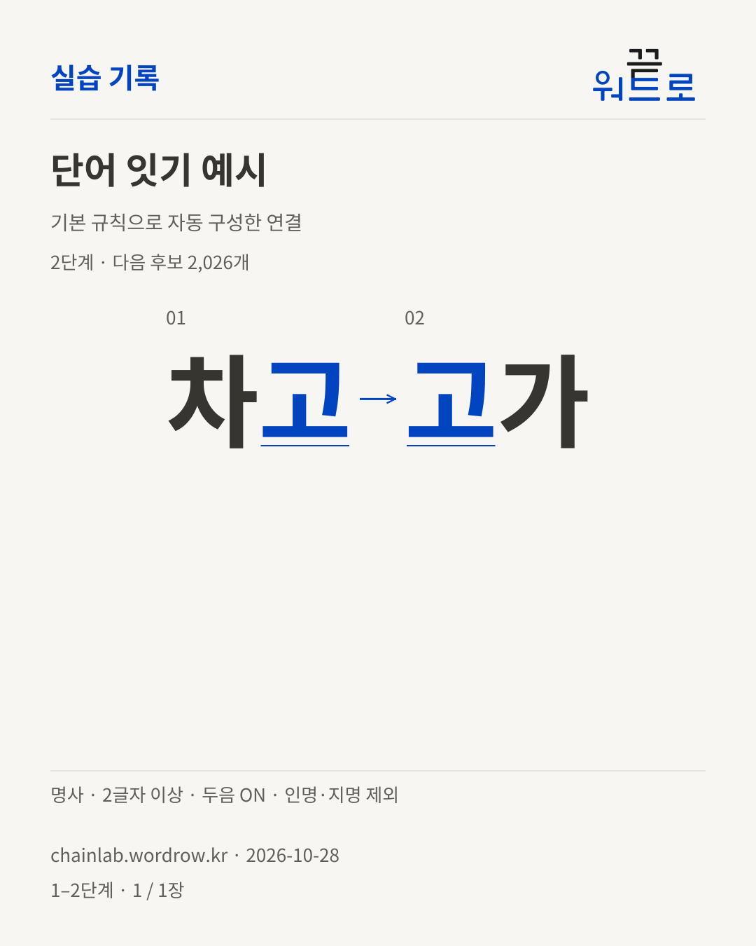 차고 → 고가. 기본 규칙으로 자동 구성한 2단계 예시